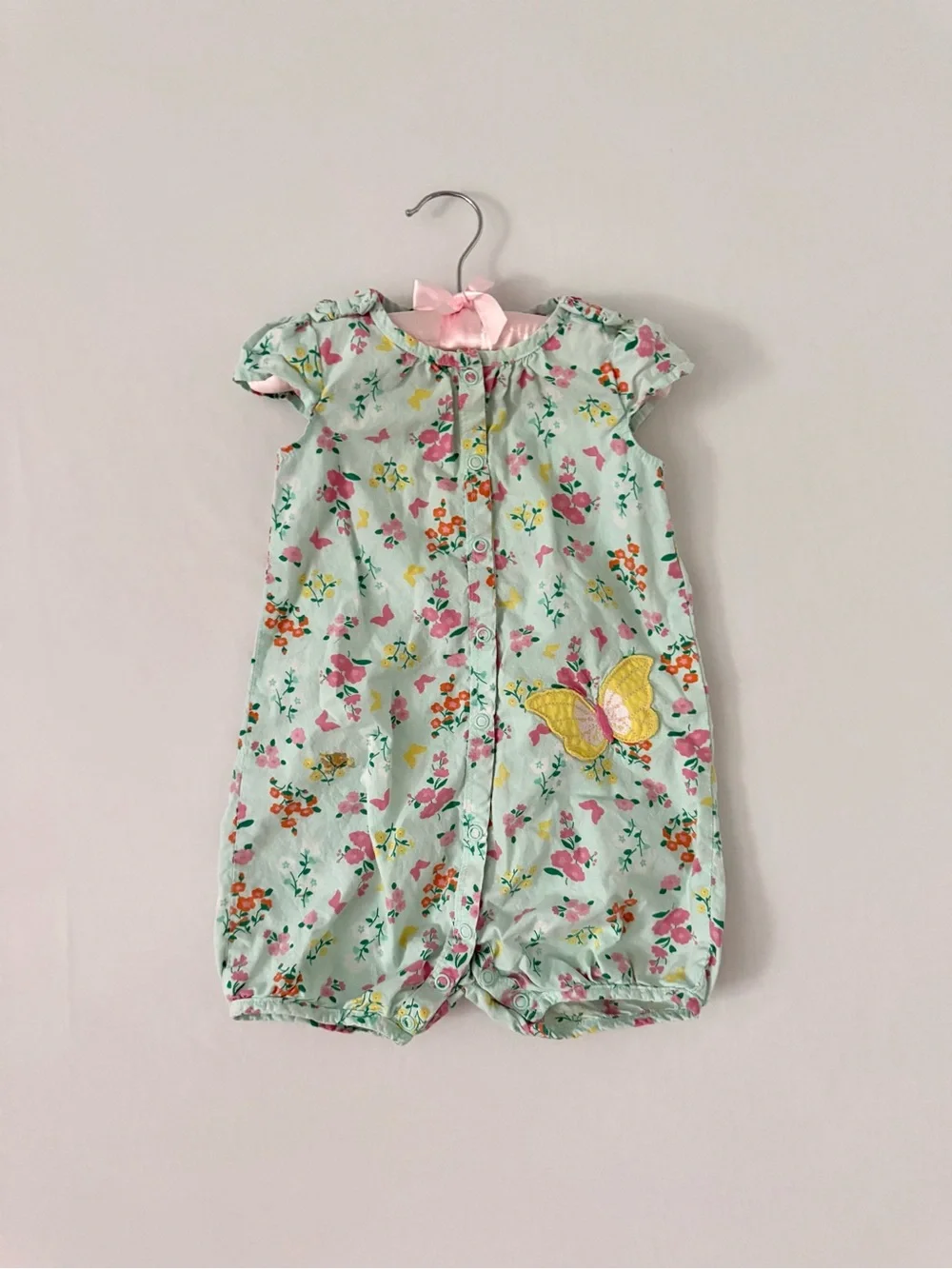 Carter's Mint Floral Butterfly Short Sleeve One-Piece Pajama